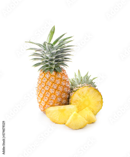 pineapple slices isolated on white background