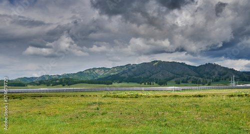 solar power panels located in the foothills of the Altai