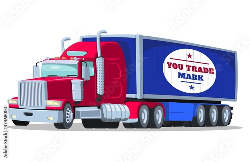 Vector american semi truck with isothermal semi trailer