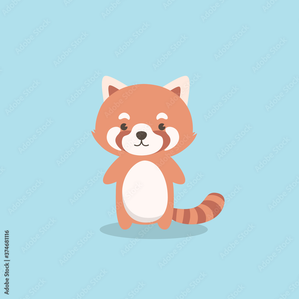 Red Panda Cartoon Character. Cute little Red Panda vector illustration for  kids, children's book, fairy tales, covers, baby shower invitation, card or  t-shirt textile. Stock Vector | Adobe Stock