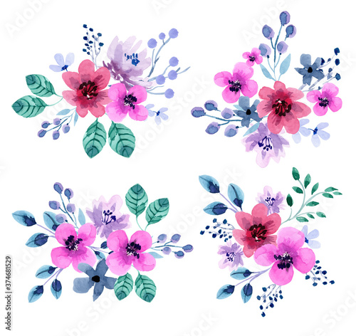 Wallpaper Mural Pretty Red and Purple Floral Arrangements Vector Set Torontodigital.ca