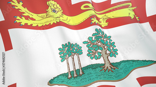 The flag of Prince Edward Island. Waving silk flag of Prince Edward Island. High quality render. 3D illustration