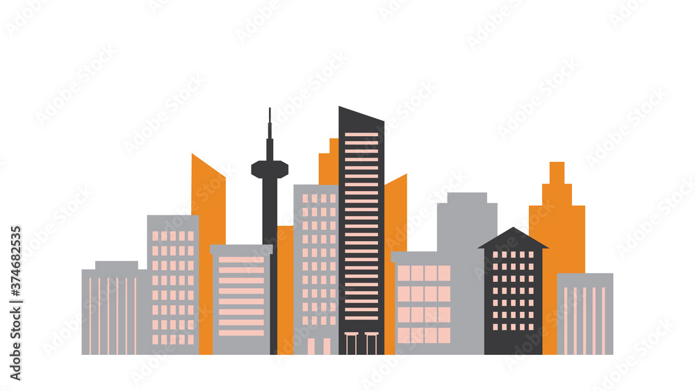 City skyline vector illustration, flat design, isolated, business concept.