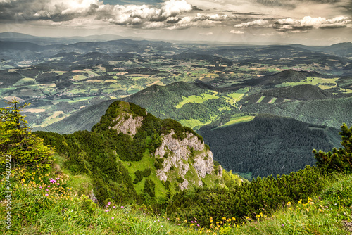 Beatiful landscape view on region Orava from hill Velky Choc, Slovakia