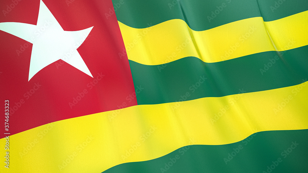 The flag of Togo. Waving silk flag of Togo. High quality render. 3D illustration The flag of Togo. Waving silk flag of Togo. High quality render. 3D illustration