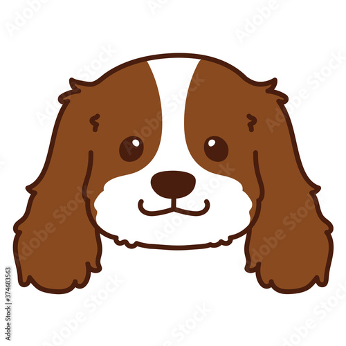 Outlined Brown Cavalier King Charles Spaniel Head