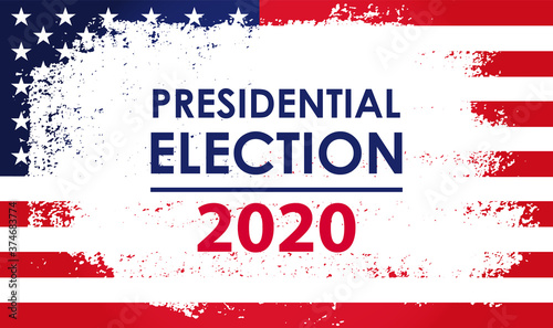USA flag with presidential election 2020 text on white grunge texture