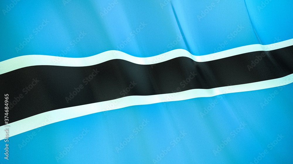 Fototapeta premium The flag of Botswana. Waving silk flag of Botswana. High quality render. 3D illustration