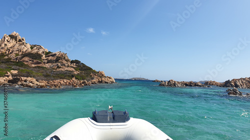 View of the wonderful islands, sea and rocks of Costa Smeralda, Sardinia, Italy