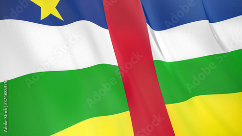 The flag of Central African Republic. Waving silk flag of Central African Republic. High quality render. 3D illustration photo