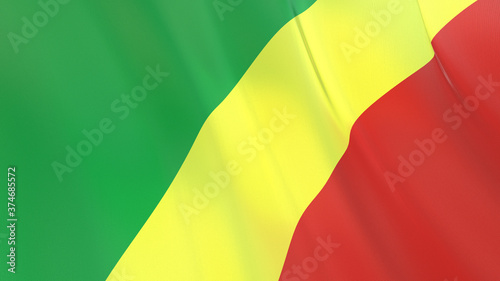 The flag of Congo. Waving silk flag of Congo. High quality render. 3D illustration photo