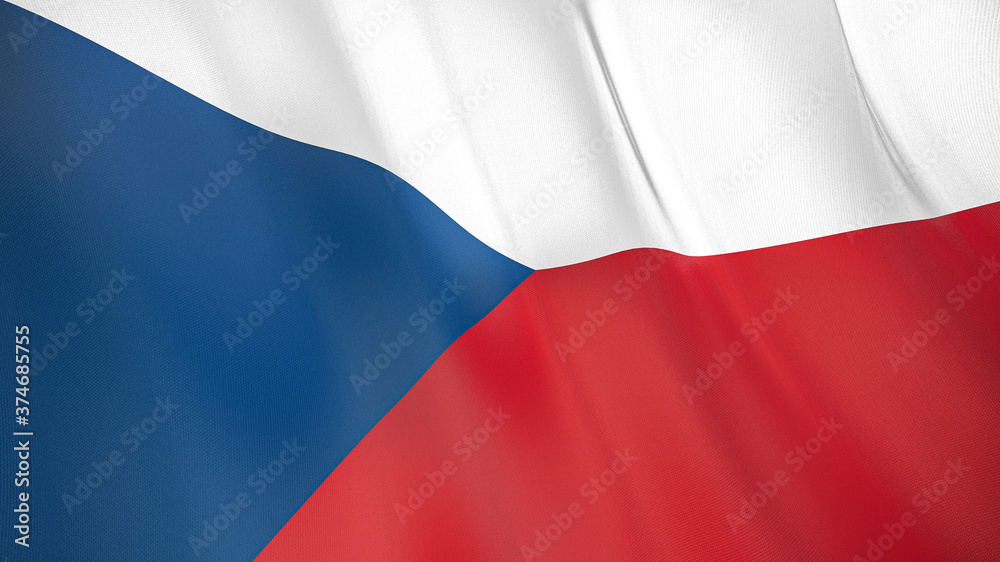 Fototapeta premium The flag of Czech Republic. Waving silk flag of Czech Republic. High quality render. 3D illustration