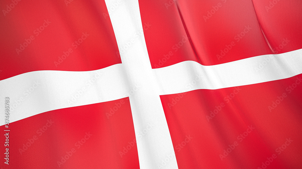 The flag of Denmark. Waving silk flag of Denmark. High quality render. 3D illustration The flag of Denmark. Waving silk flag of Denmark. High quality render. 3D illustration