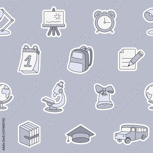 School - Vector color background (seamless pattern) of education accessories for graphic design