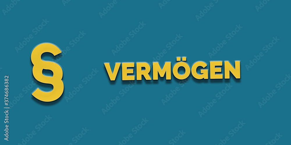 Vermögen in gelber Schrift auf weißem Hintergrund Vermögen in gelber Schrift auf weißem Hintergrund