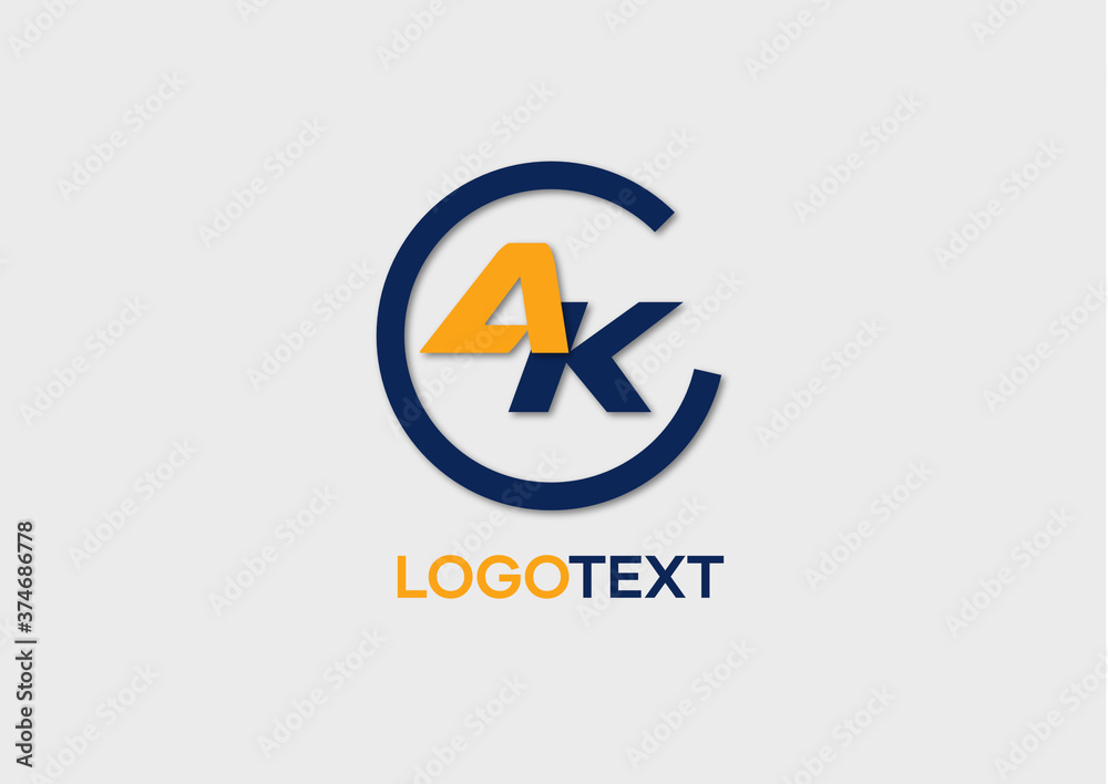AK letter logo, letter initials logo, name identity logo, vector illustration - obrazy, fototapety, plakaty 