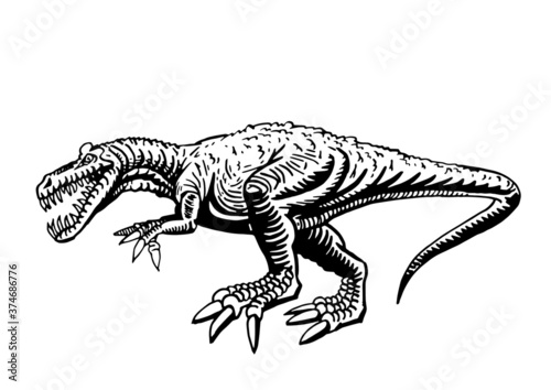 Graphical raptor isolated for printing,tattoo,design.Vector dinosaur