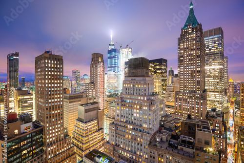 Canvas Print New York, New York, USA Lower Manhattan Financial District Cityscape from Above