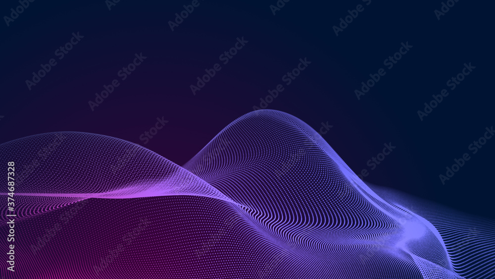 Dot blue purple wave line light gradient dark background. Abstract technology big data digital background. 3d rendering. Dot blue purple wave line light gradient dark background. Abstract technology big data digital background. 3d rendering.