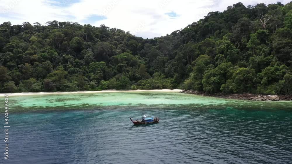 Koh Lipe Island Southern Thailand Paradise as seen by Drone Solo Boat at Beach. Koh Lipe Island Southern Thailand Paradise as seen by Drone Solo Boat at Beach.