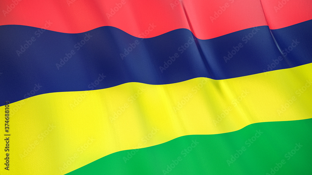 The flag of Mauritius. Waving silk flag of Mauritius. High quality render. 3D illustration The flag of Mauritius. Waving silk flag of Mauritius. High quality render. 3D illustration