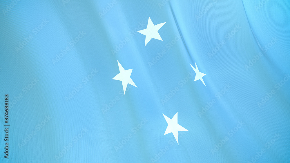 The flag of Micronesia. Waving silk flag of Micronesia. High quality render. 3D illustration