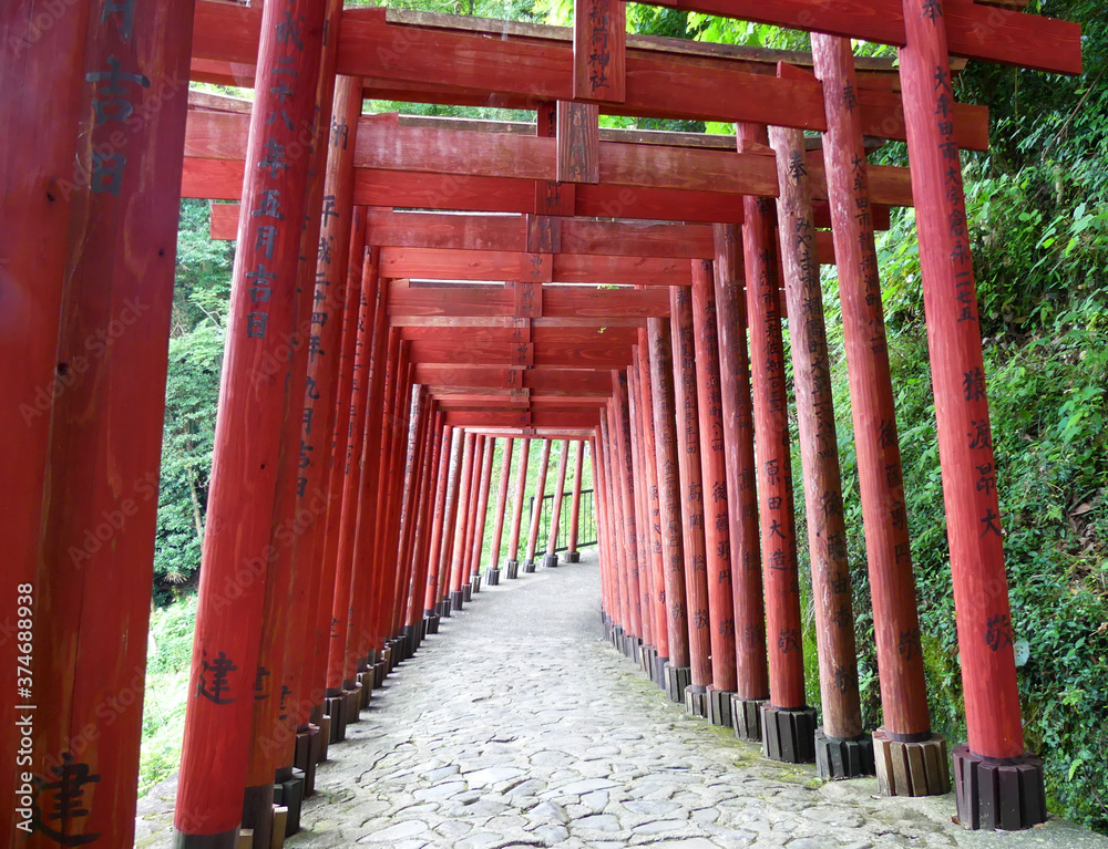 Red Torii in Yutoku Inari Shrine Kashima Saga Japan (foreign language are the name of who donate to shirne)