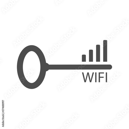 A stylized graphic features a key symbol alongside WiFi signal strength bars, illustrating the connection between internet access and security in a modern digital context.