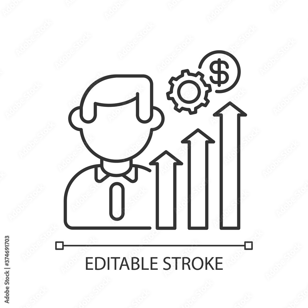 Career development linear icon. Job promotion, business growth planning thin line customizable illustration. Contour symbol. Success achievement. Vector isolated outline drawing. Editable stroke Career development linear icon. Job promotion, business growth planning thin line customizable illustration. Contour symbol. Success achievement. Vector isolated outline drawing. Editable stroke
