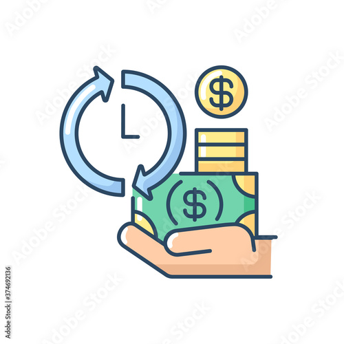 Apply for loans RGB color icon. Quick cash. Mobile banking service. Getting online payday loan. Money digital transaction. Isolated vector illustration