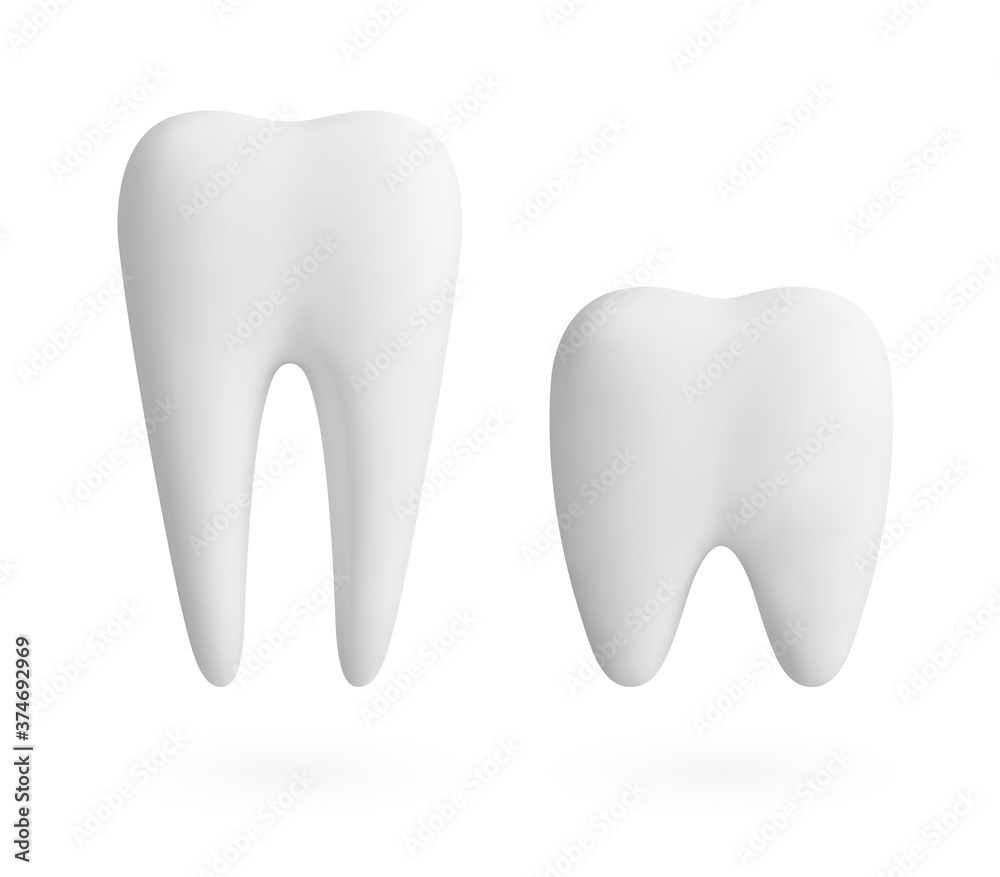 White tooth set isolated on white background. Dental design concept. Realistic vector illustration. White tooth set isolated on white background. Dental design concept. Realistic vector illustration.