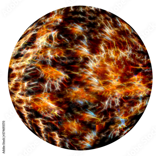 celestial body sphere with fire. Ball of fire planet and star in the sky