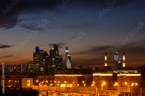 Moscow city by the night in august