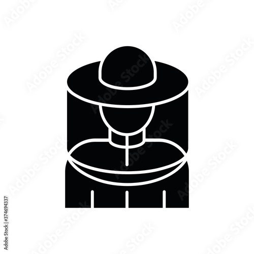 Beekeeper suit black glyph icon. Professional apiarist protective workwear. Beekeeping, apiculture silhouette symbol on white space. Apiary worker, bee farm employee vector isolated illustration