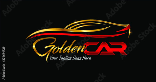 Simple and Elegance Car logo in Gold and red color