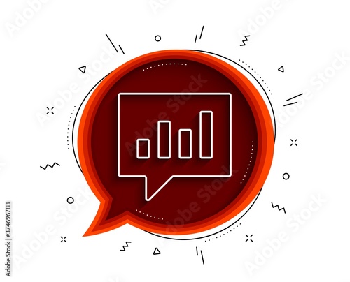 Chart line icon. Chat bubble with shadow. Report graph or Sales growth sign in speech bubble. Analysis and Statistics data symbol. Thin line analytical Chat icon. Vector