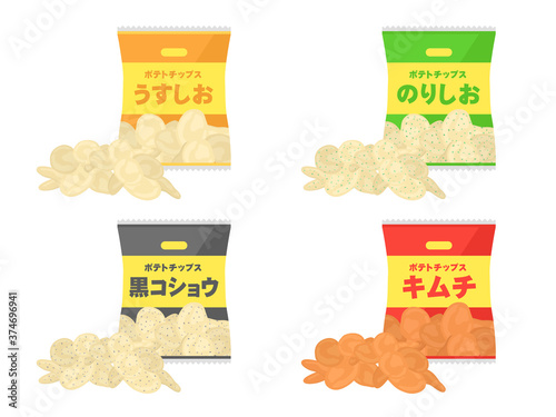 ポテトチップスのイラストセット