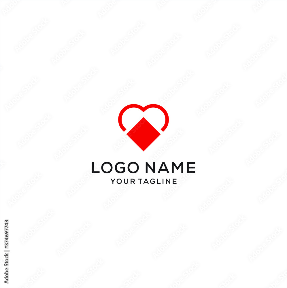 heart or love and diamond logo design vector heart or love and diamond logo design vector