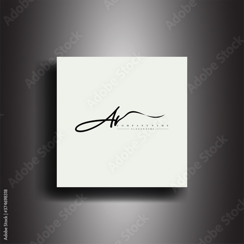 AR Signature style monogram.Calligraphic lettering icon and handwriting vector