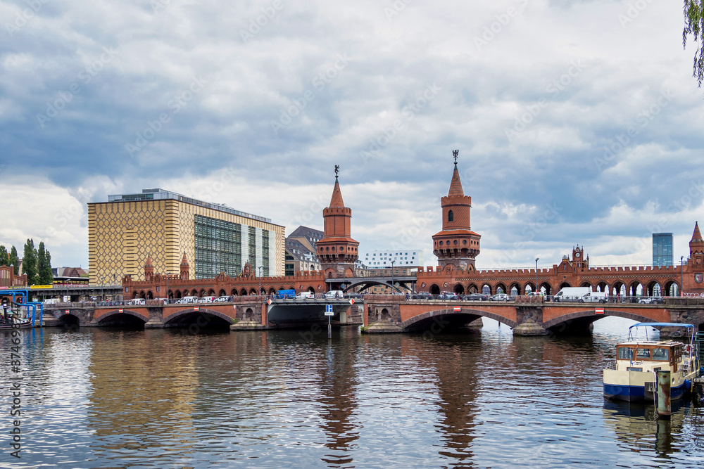 Oberbaumbrucke across the Spree, the longest bridge of Berlin, Germany Oberbaumbrucke across the Spree, the longest bridge of Berlin, Germany