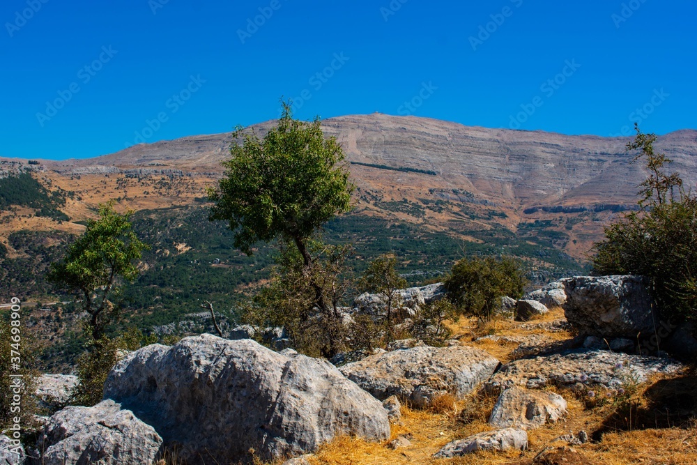 rock formations in the Lebanon mountains in summer