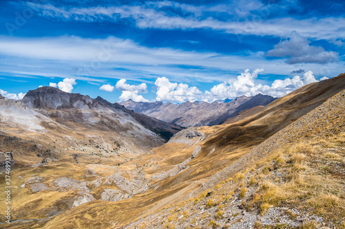 Alpine landscape of the French alps, Col de la Bonette in Provence Alpes, France