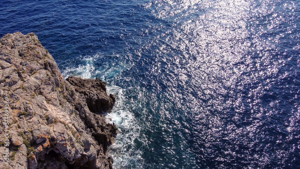 Aerial view of the rocky coast of the island of Mallorca