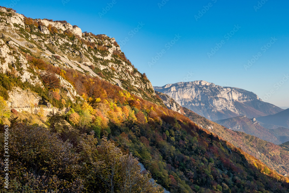 French countryside. Col de Rousset. View of the heights of the Vercors, France French countryside. Col de Rousset. View of the heights of the Vercors, France