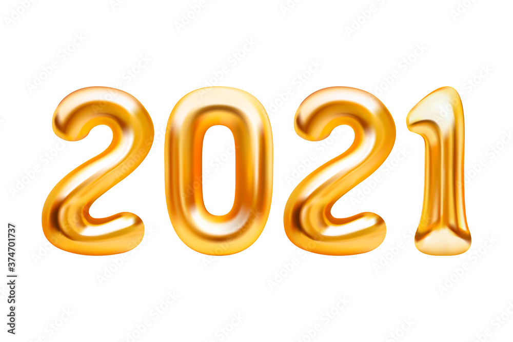 Happy New Year 2021. Background realistic golden balloons. Decorative design elements. Object render 3d ballon with ribbon. Celebrate party Poster, banner, greeting card. Happy New Year 2021. Background realistic golden balloons. Decorative design elements. Object render 3d ballon with ribbon. Celebrate party Poster, banner, greeting card.