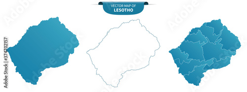 blue colored political maps of Lesotho isolated on white background