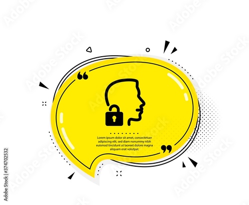 Face accepted icon. Quote speech bubble. Access granted sign. Unlock system symbol. Quotation marks. Classic unlock system icon. Vector