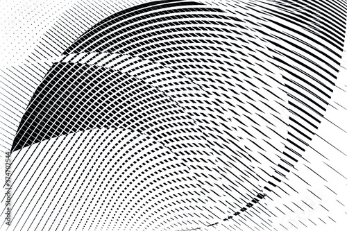 Abstract halftone dots and lines background, geometric dynamic pattern, vector modern design texture.