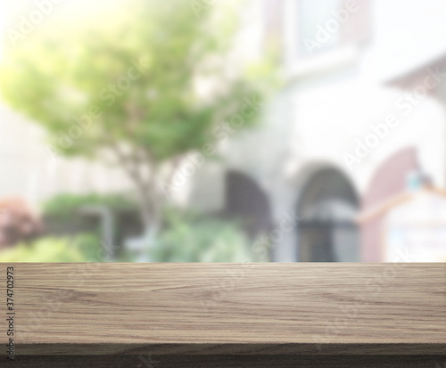 Table Top And Blur Exterior Of Background