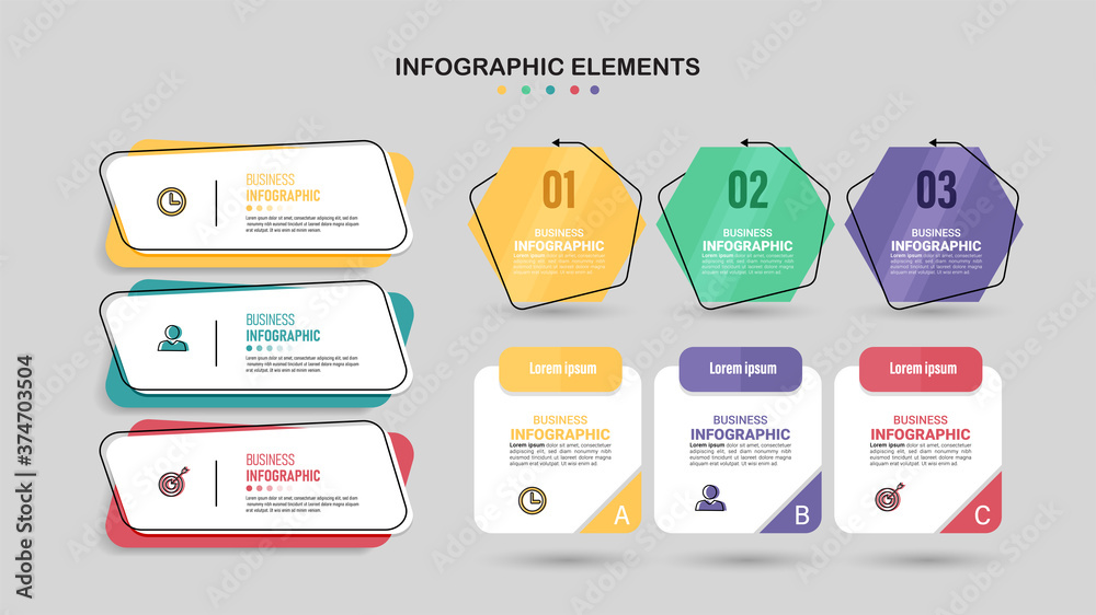 Infographics element collection with flat style. minimal banner. vector illustration.	
